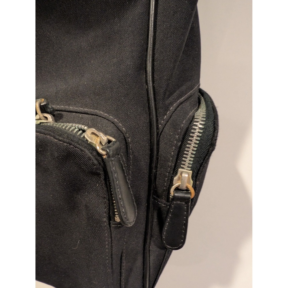 Vintage Coach Backpack Black Canvas Leather Trim Flap Large Utility Travel Bag - Picture 4 of 15